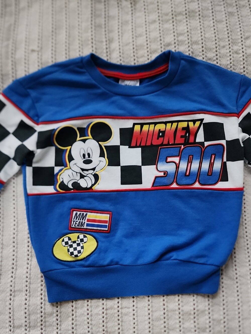 Disney Mickey Mouse 500 Racing Sweatshirt Checkered Blue Toddler 3T